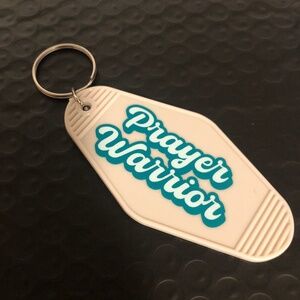 Motel KeyChain - Tan with Multi-Colored Design on each side!